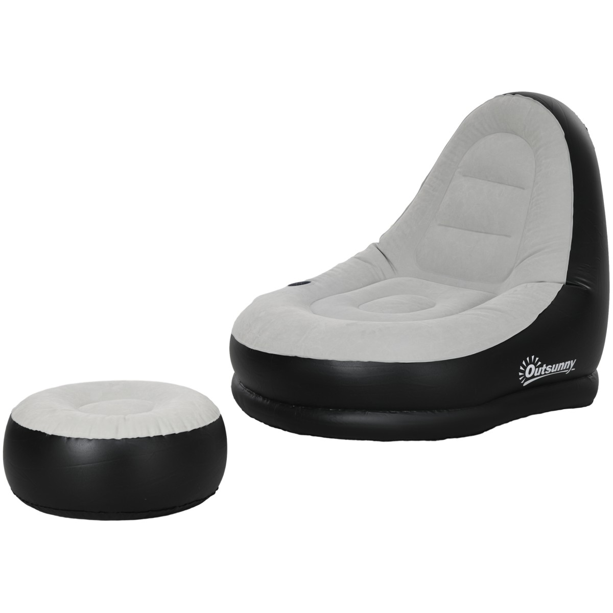 Φουσκωτή καρέκλα air chair καρέκλα εξωτερικού χώρου, 125 x 100 x 87cm, γκρι + μαύρο