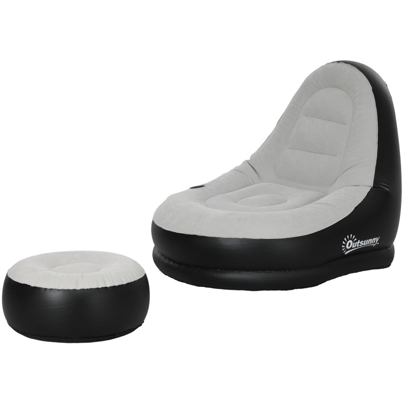 Φουσκωτή καρέκλα air chair καρέκλα εξωτερικού χώρου, 125 x 100 x 87cm, γκρι + μαύρο