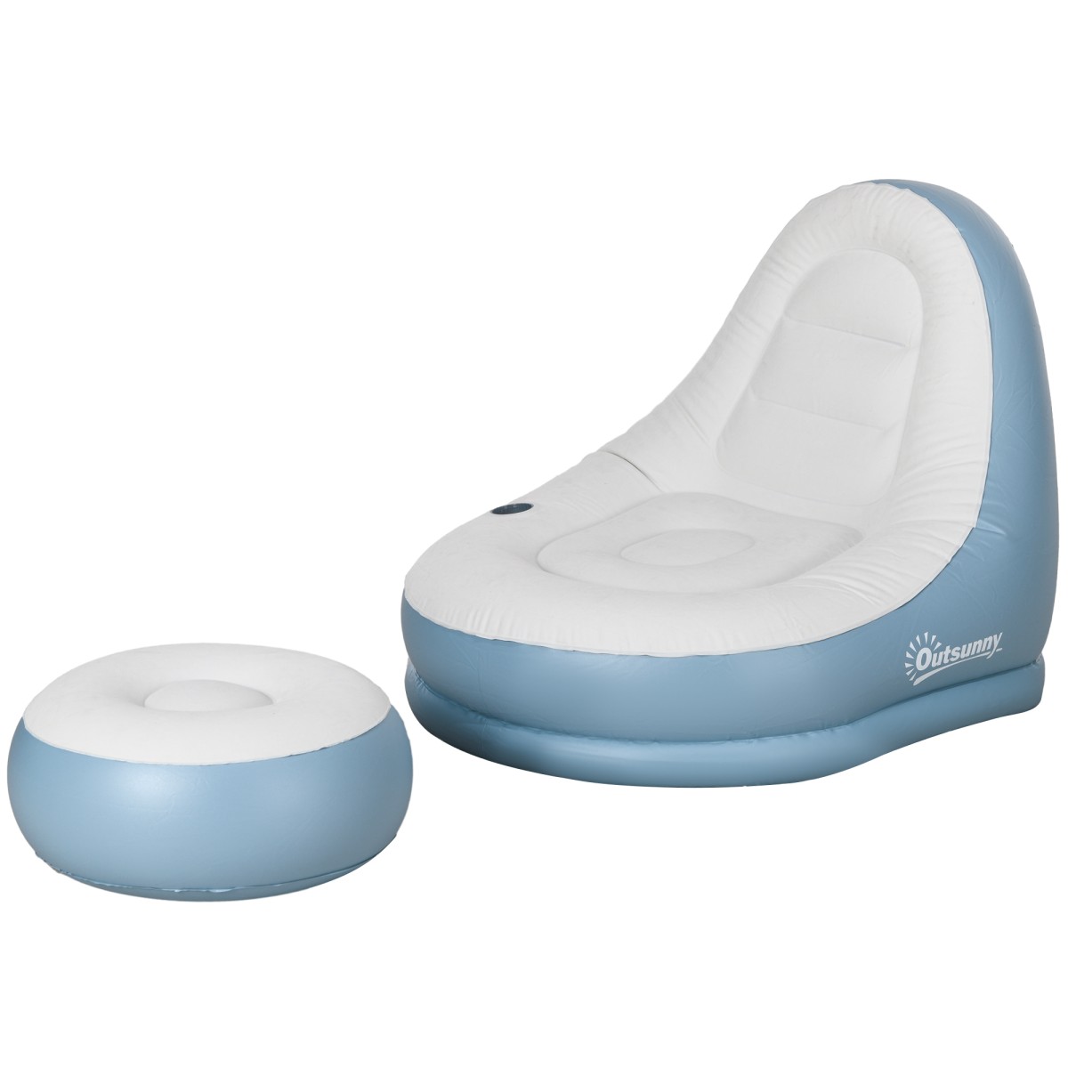 Φουσκωτή καρέκλα air chair καρέκλα εξωτερικού χώρου, 125 x 100 x 87cm, λευκό + μπλε