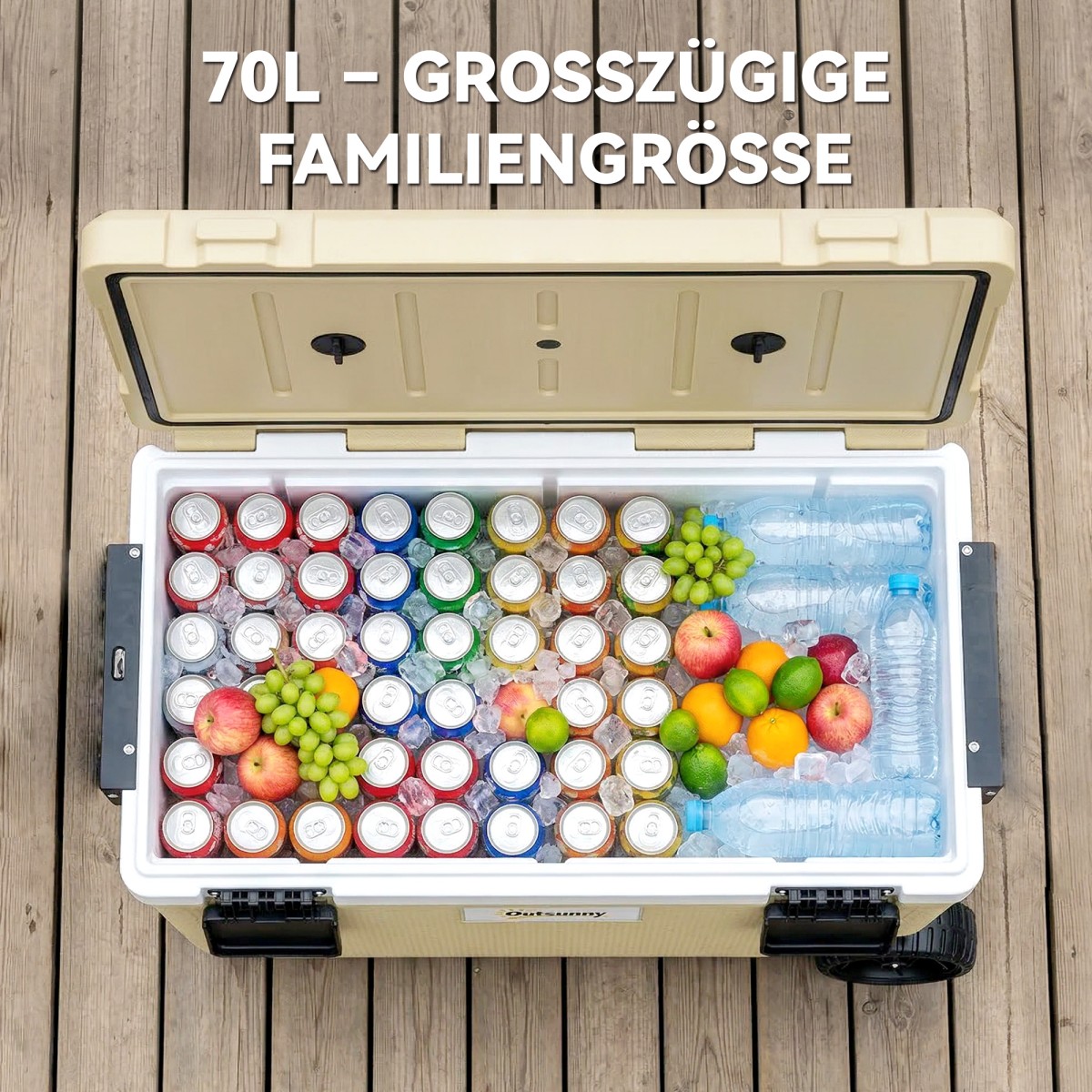 Cool box 70L Μεγάλο παθητικό θερμικό κουτί ψύξης έως 72 ώρες, με λαβή βαλβίδας αποστράγγισης τροχούς μόνωσης πλήρους αφρού PU