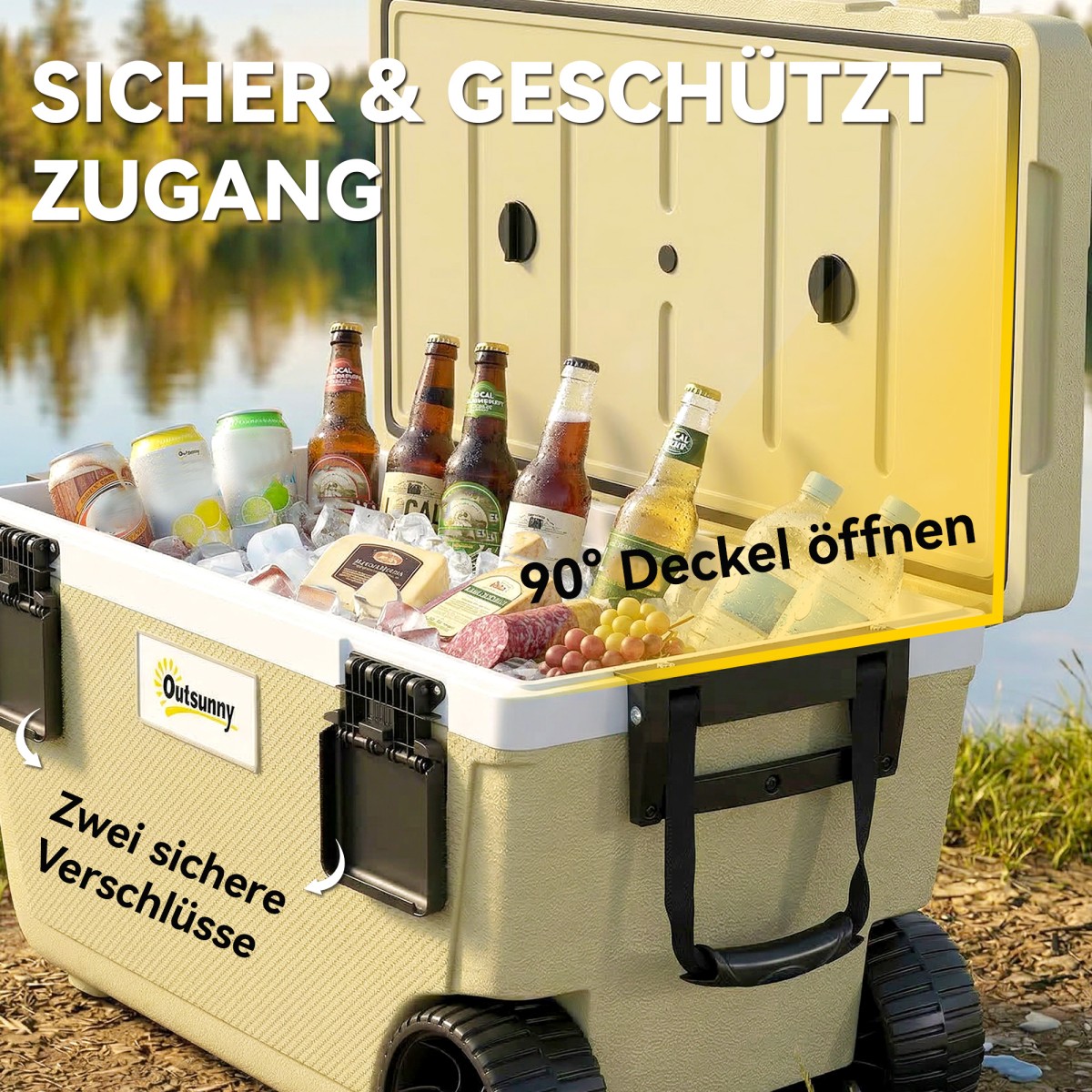 Cool box 70L Μεγάλο παθητικό θερμικό κουτί ψύξης έως 72 ώρες, με λαβή βαλβίδας αποστράγγισης τροχούς μόνωσης πλήρους αφρού PU