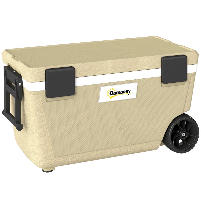Cool box 70L Μεγάλο παθητικό θερμικό κουτί ψύξης έως 72 ώρες, με λαβή βαλβίδας αποστράγγισης τροχούς μόνωσης πλήρους αφρού PU