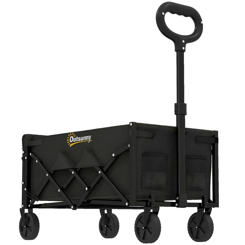 Handcart 60L Αναδιπλούμενο Handcart Καροτσάκι μεταφοράς κήπου με τηλεσκοπική λαβή πίσω ποτηροθήκη