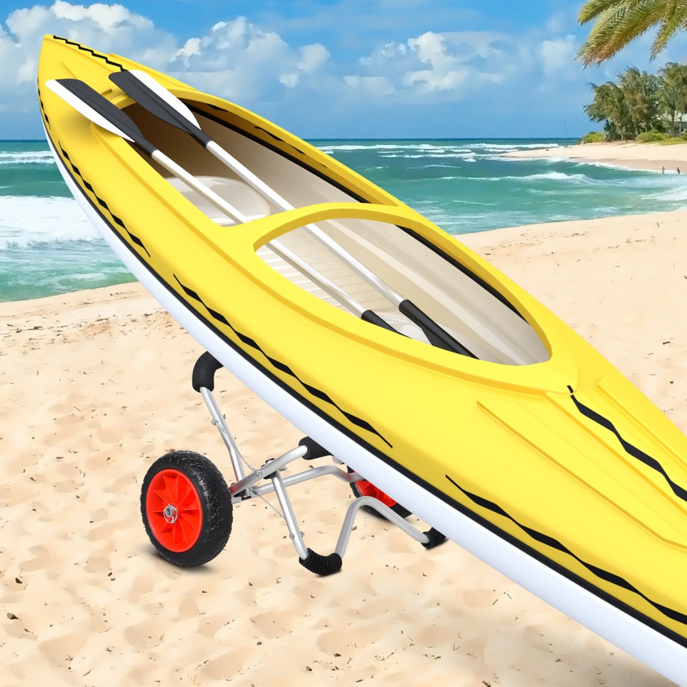 Καρότσι καγιάκ αλουμινένιο καρότσι βάρκας πτυσσόμενο καρότσι μεταφοράς λάστιχα από συνθετικό δέρμα ασημί 75 κιλά 75 x 43 x 46 cm