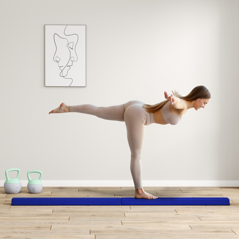 Balance Beam 2,4m Αναδιπλούμενη αντιολισθητική βάση για 3+ χρόνια έως 80kg μπλε