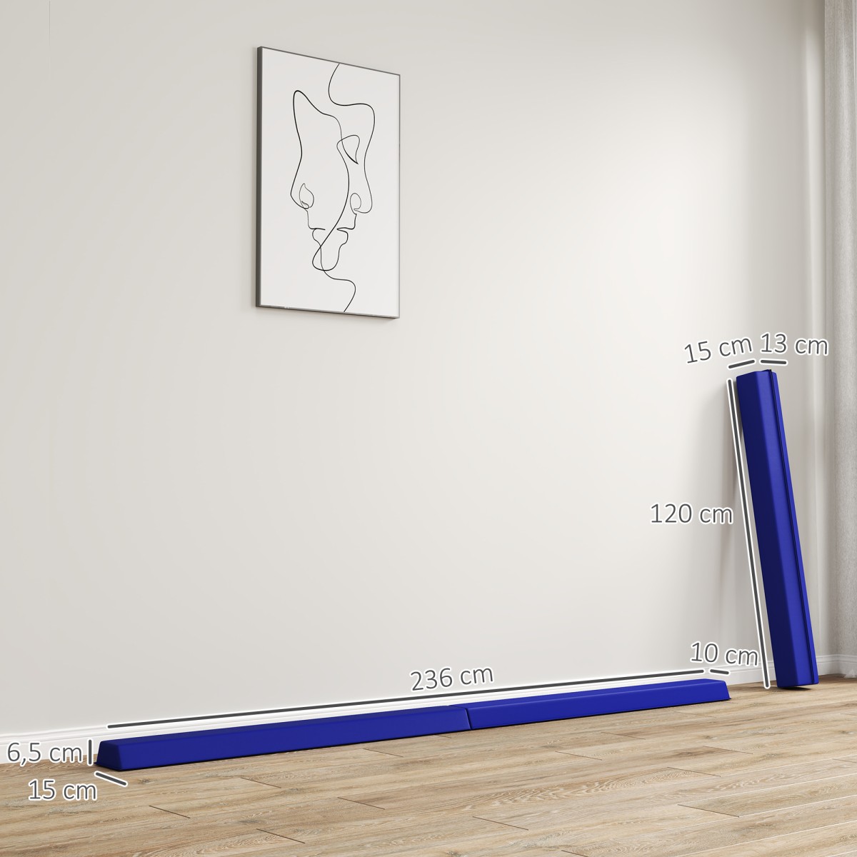 Balance Beam 2,4m Αναδιπλούμενη αντιολισθητική βάση για 3+ χρόνια έως 80kg μπλε