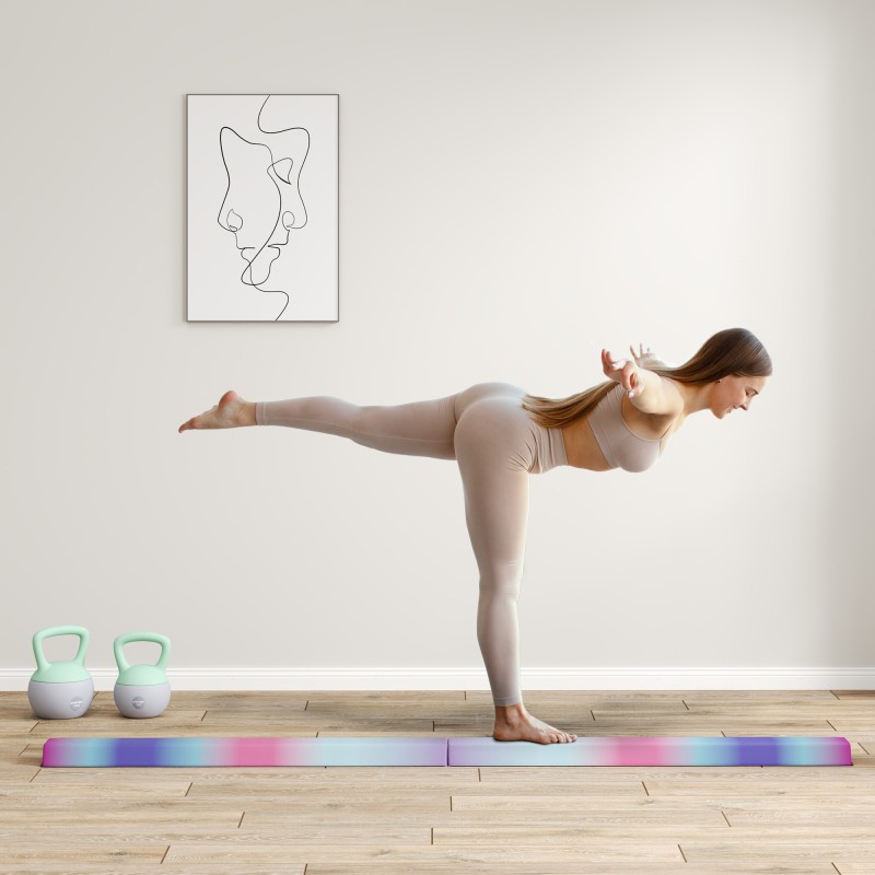 Balance Beam 2,4m Αναδιπλούμενη αντιολισθητική βάση για 3+ χρόνια έως 80kg Πολύχρωμη