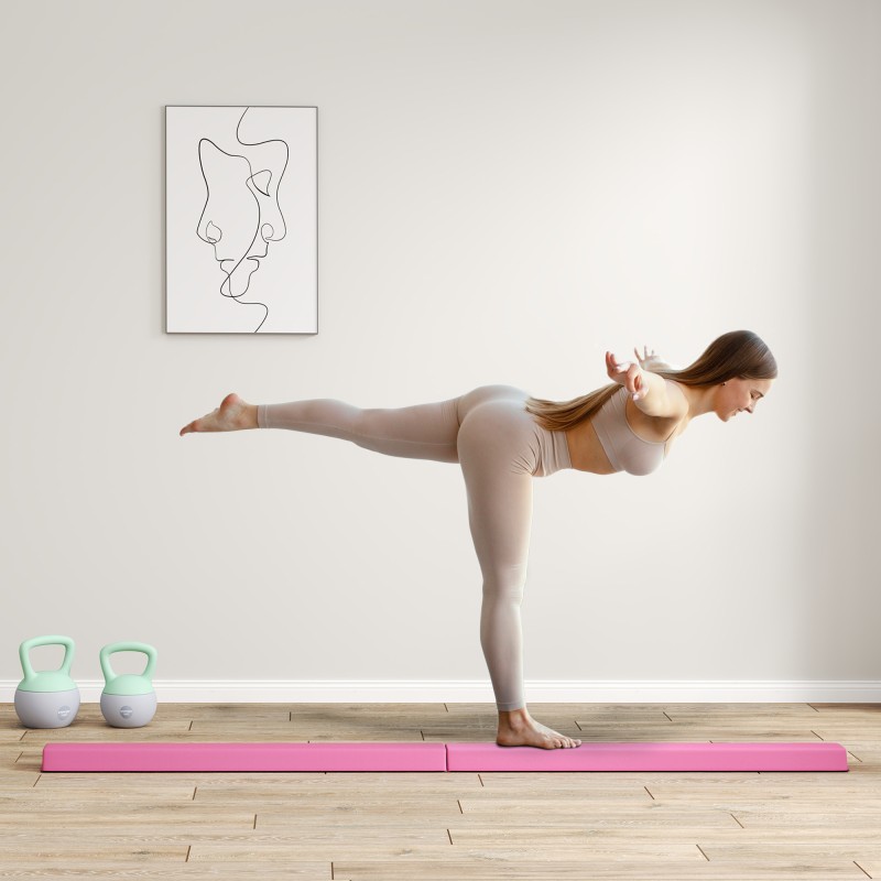 Balance Beam 2,4m Αναδιπλούμενη αντιολισθητική βάση για 3+ χρόνια έως 80kg Ανοιχτό κόκκινο