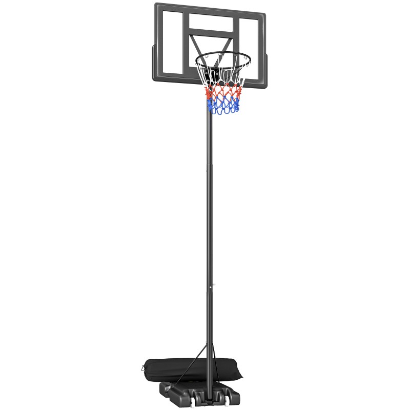 Τσέρκι μπάσκετ εξωτερικού χώρου 135-305cm γρήγορη ρυθμιζόμενη βάση μπάσκετ με 110x70cm αδιάβροχο πίσω τοίχωμα 2 ρόδες