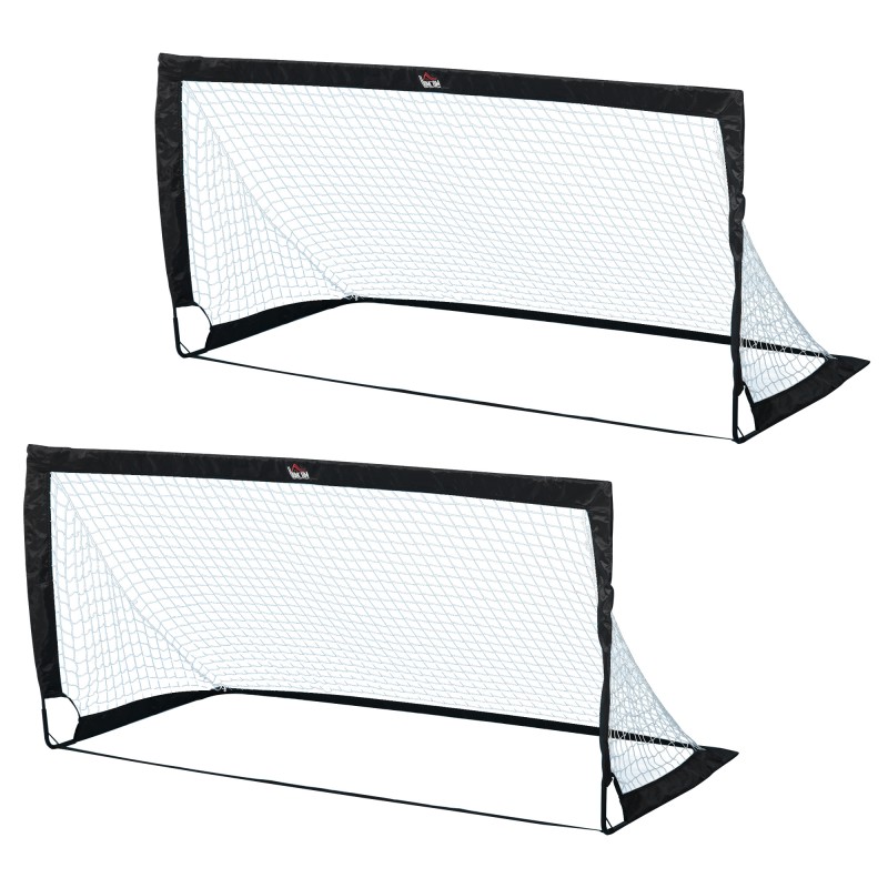 Σετ γκολ ποδοσφαίρου 2 αναδιπλούμενων 183 x 90 x 90 cm Αδιάβροχο με τσάντα μεταφοράς Γκολ ποδοσφαίρου εξωτερικού χώρου για ενήλικες Γκολ ποδοσφαίρου για αναψυχή Προπόνηση στον κήπο Μαύρο