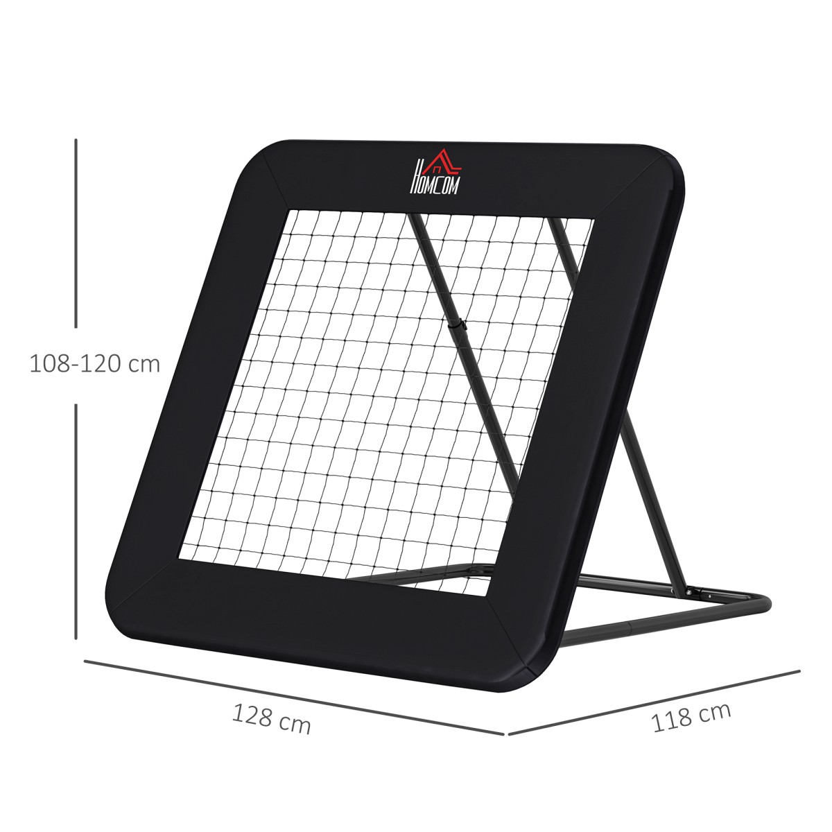 Rebounder για ποδόσφαιρο, τοίχος επαναφοράς 128 x 118 cm με προστατευτικά μανταλάκια, ρυθμιζόμενο σε 5 επίπεδα, φορητό rebound, γκολ ποδοσφαίρου για εφήβους, τοίχος rebound για προπόνηση ποδοσφαίρου, μαύρο