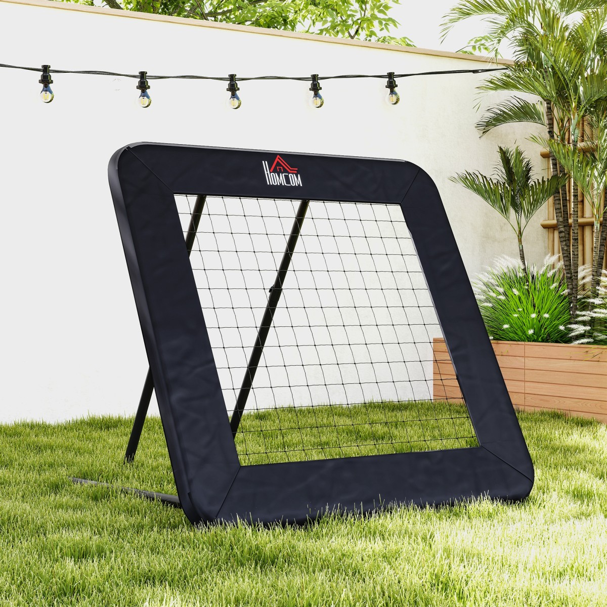 Rebounder για ποδόσφαιρο, τοίχος επαναφοράς 128 x 118 cm με προστατευτικά μανταλάκια, ρυθμιζόμενο σε 5 επίπεδα, φορητό rebound, γκολ ποδοσφαίρου για εφήβους, τοίχος rebound για προπόνηση ποδοσφαίρου, μαύρο