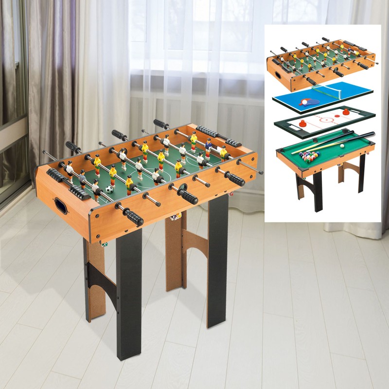 Επιτραπέζιο ποδόσφαιρο 2 σε 1, τραπέζι πολλών αγώνων 4 σε 1, συμπαγές, με αξεσουάρ παιχνιδιών, 92 x 78 x 80 cm