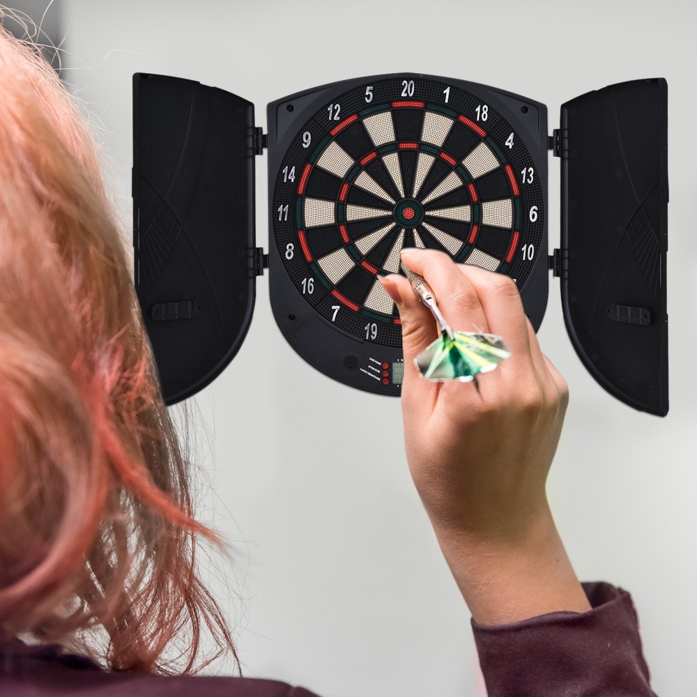 Ηλεκτρονικό βελάκι Dartboard με φωνητικές προτροπές Αγγλικές φωνητικές ενδείξεις LED 6 βελάκια 26 παιχνίδια 185 παραλλαγές Μηχάνημα βελών με πόρτα Σετ Dartboard για έως και 8 παίκτες