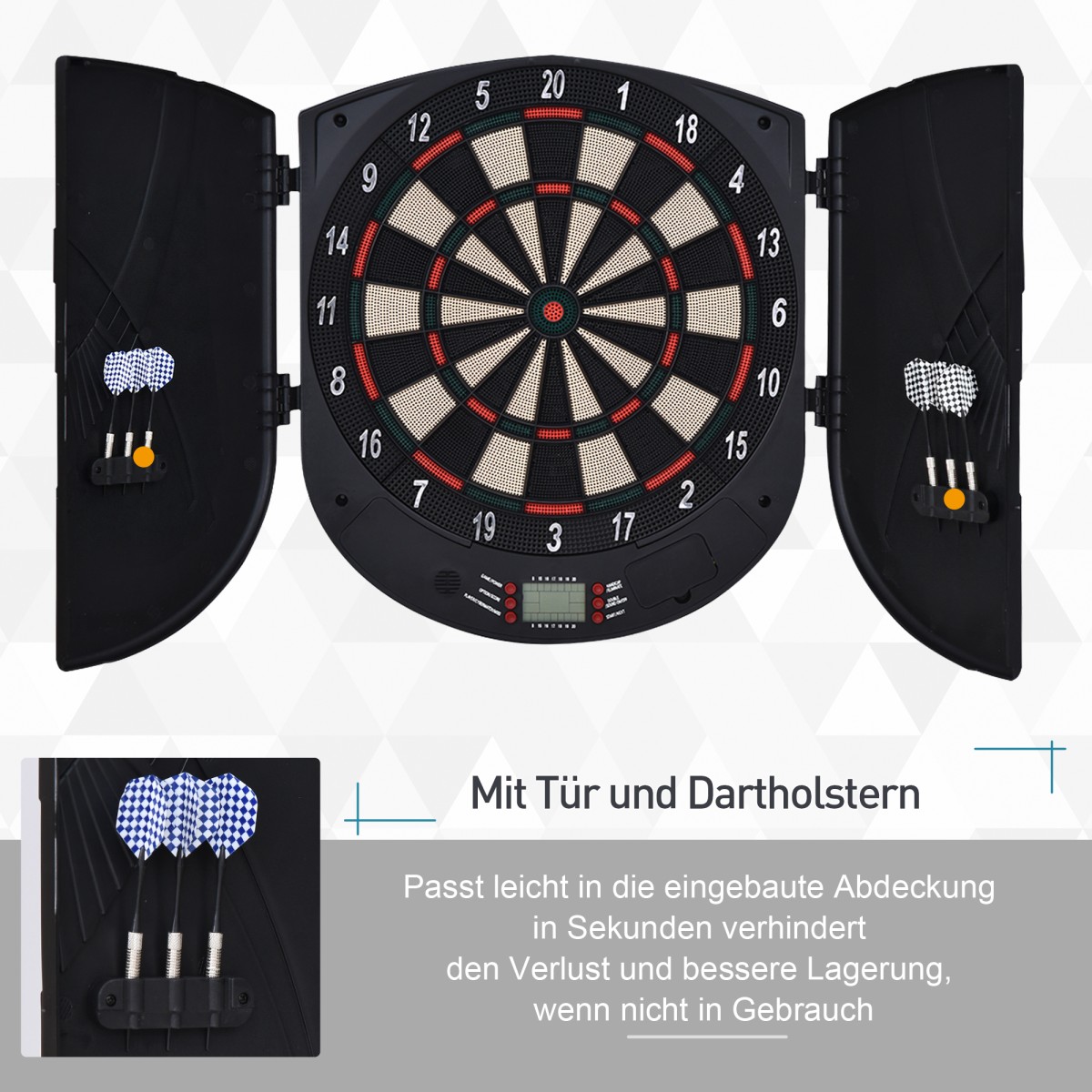 Ηλεκτρονικό βελάκι Dartboard με φωνητικές προτροπές Αγγλικές φωνητικές ενδείξεις LED 6 βελάκια 26 παιχνίδια 185 παραλλαγές Μηχάνημα βελών με πόρτα Σετ Dartboard για έως και 8 παίκτες