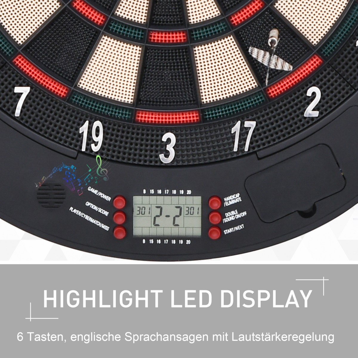 Ηλεκτρονικό βελάκι Dartboard με φωνητικές προτροπές Αγγλικές φωνητικές ενδείξεις LED 6 βελάκια 26 παιχνίδια 185 παραλλαγές Μηχάνημα βελών με πόρτα Σετ Dartboard για έως και 8 παίκτες