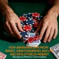 Σετ μάρκες πόκερ σε θήκη, με ζάρια, κουμπί ντίλερ, 2 τράπουλα, ασημί