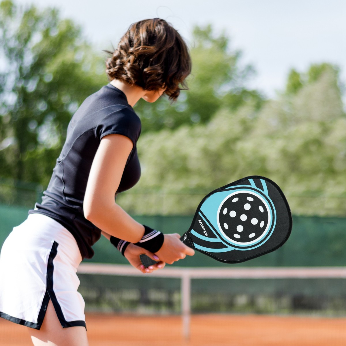 Σετ Pickleball με 4 ρακέτες, 4 μπάλες, τσάντα μεταφοράς, ελαφρύ και ανθεκτικό, μπλε+μαύρο