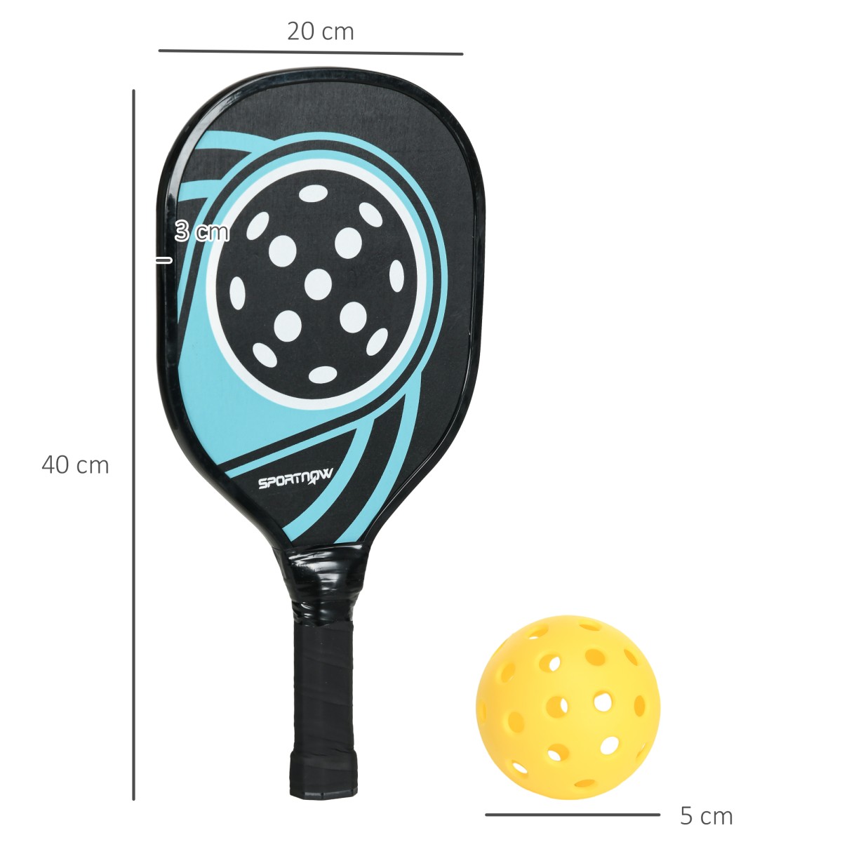 Σετ Pickleball με 4 ρακέτες, 4 μπάλες, τσάντα μεταφοράς, ελαφρύ και ανθεκτικό, μπλε+μαύρο