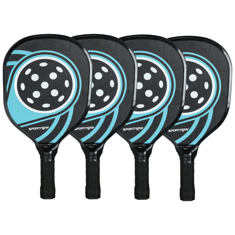 Σετ Pickleball με 4 ρακέτες, 4 μπάλες, τσάντα μεταφοράς, ελαφρύ και ανθεκτικό, μπλε+μαύρο