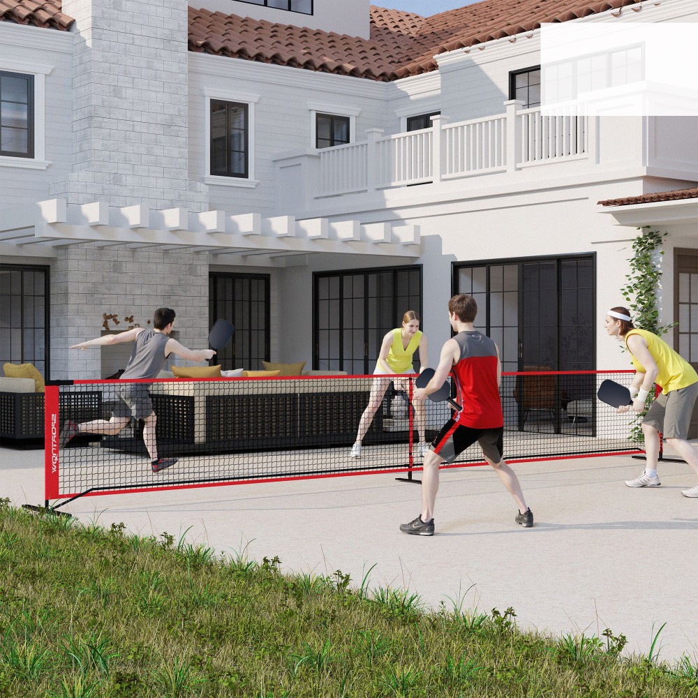 Σετ Pickleball με δίχτυ, βάση, μπάλες, ατσάλι, πλαστικό, κόκκινο
