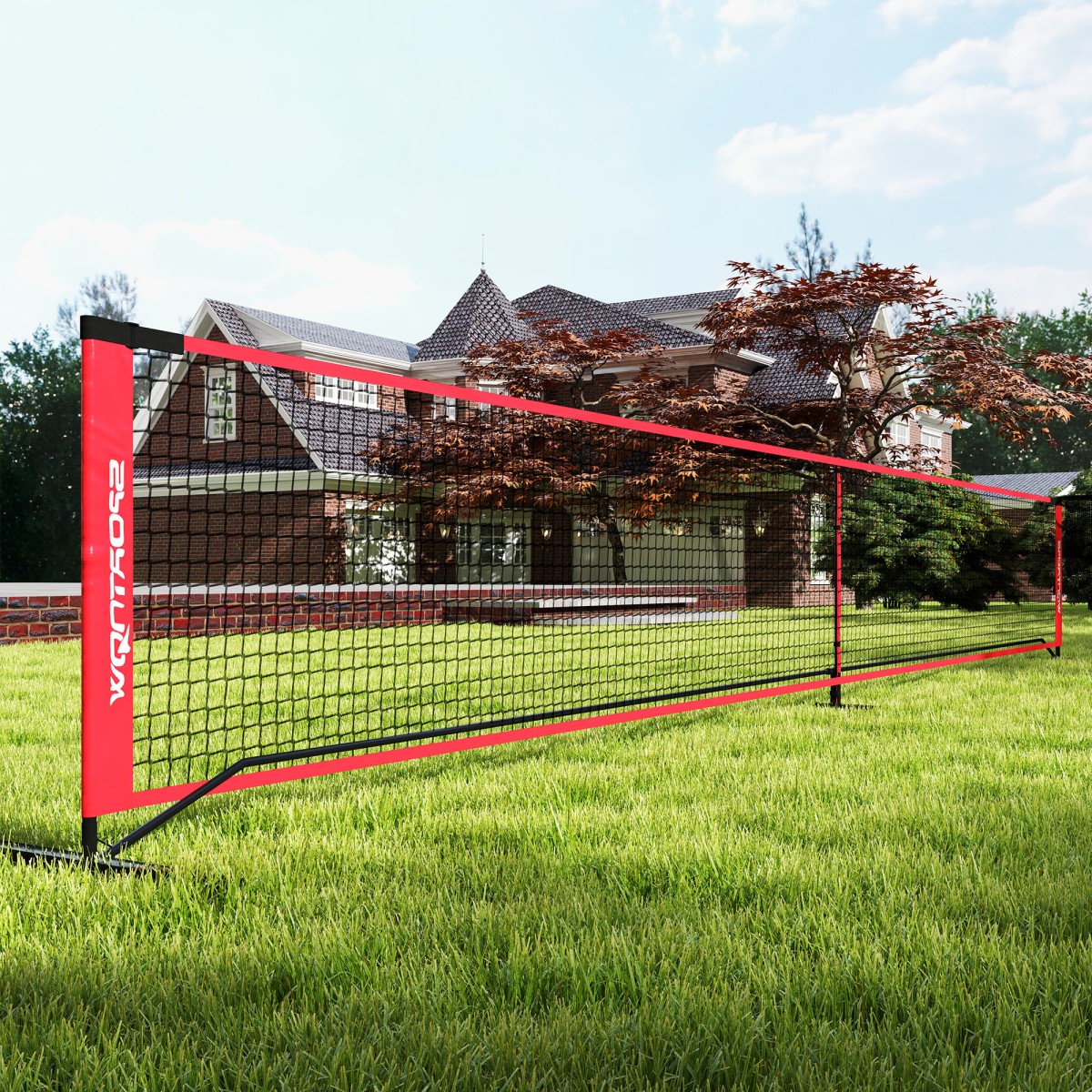 Σετ Pickleball με δίχτυ, βάση, μπάλες, ατσάλι, πλαστικό, κόκκινο