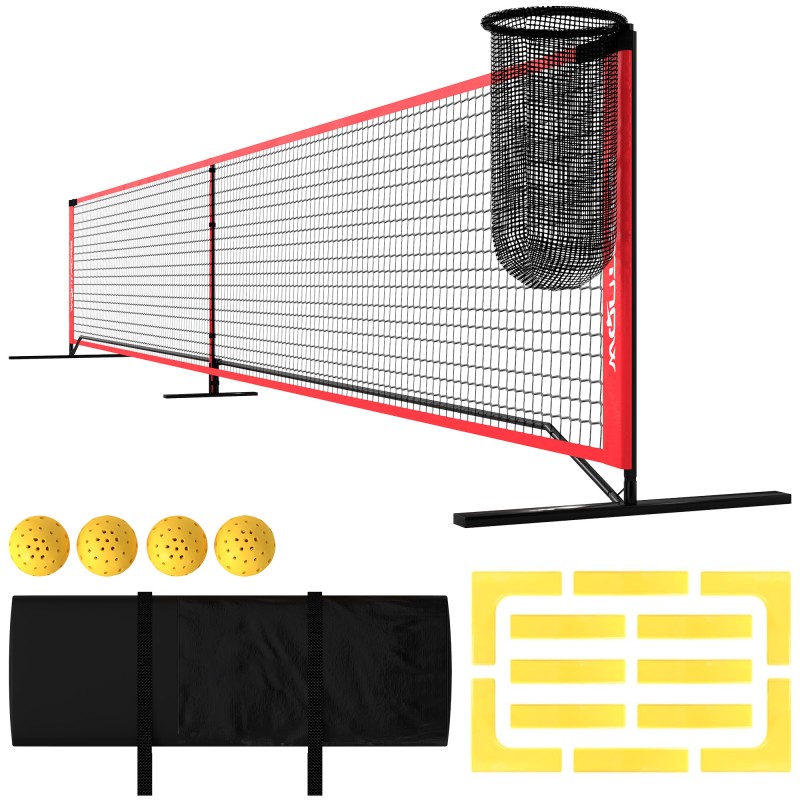 Σετ Pickleball με δίχτυ, βάση, μπάλες, ατσάλι, πλαστικό, κόκκινο