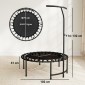 Rebounder Trampoline 5 Level Adjustable Handle Workout Trampoline Black