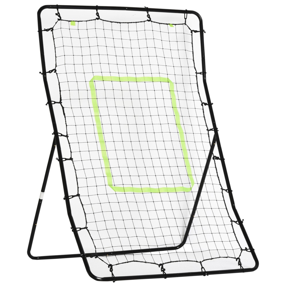Μπέιζμπολ Rebounder, Φορητό δίχτυ Softball Pitchback, Rebound Net με Ζώνη Στόχου, Ρυθμιζόμενη Γωνία Δίχτυ Pitching for Baseballs Softballs, Metal, Black
