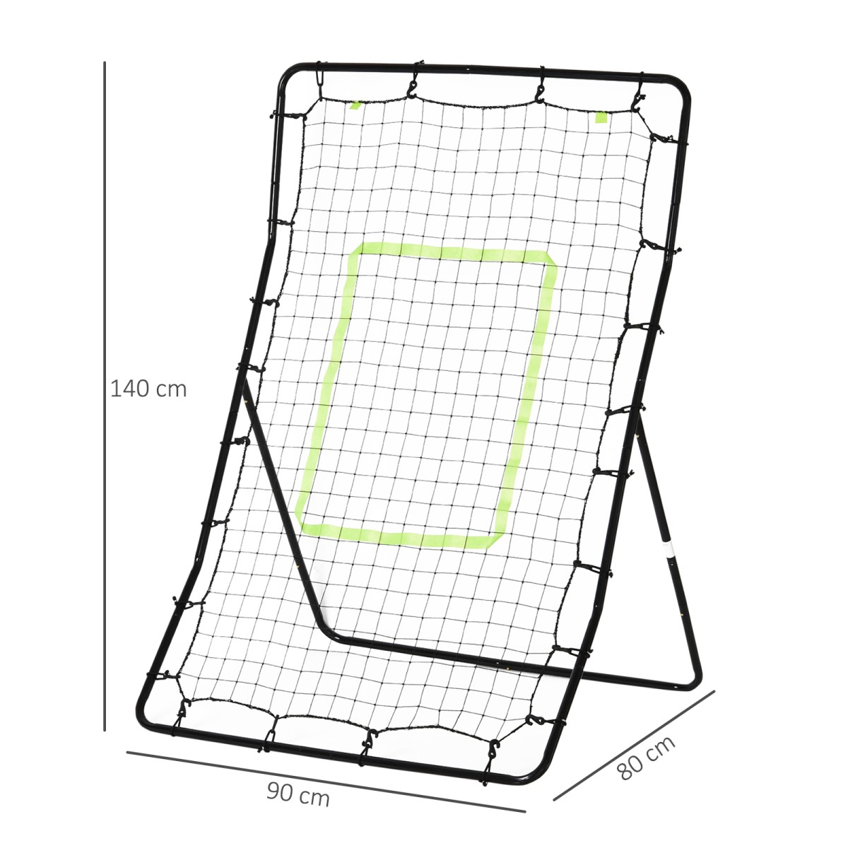 Μπέιζμπολ Rebounder, Φορητό δίχτυ Softball Pitchback, Rebound Net με Ζώνη Στόχου, Ρυθμιζόμενη Γωνία Δίχτυ Pitching for Baseballs Softballs, Metal, Black