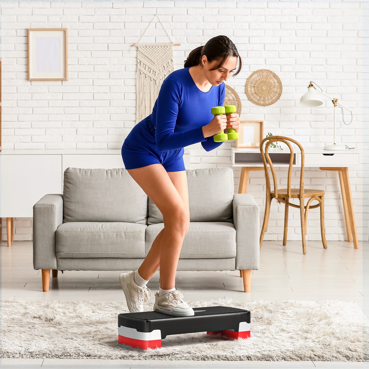 Αερόβιο stepper 2 σταδίων ρυθμιζόμενο ύψος 68 x 28 x 15 cm μαύρο + γκρι + κόκκινο