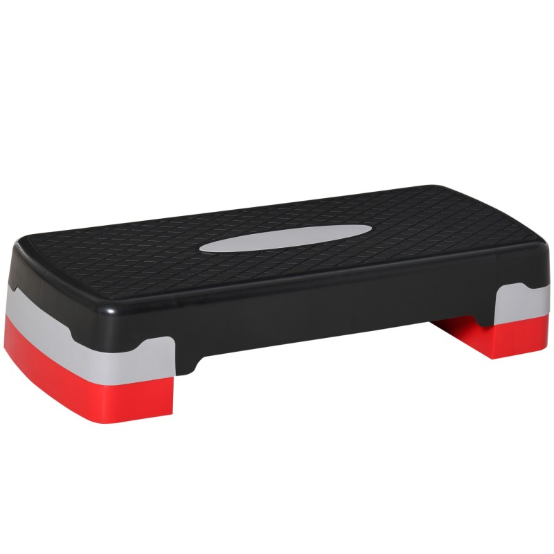 Αερόβιο stepper 2 σταδίων ρυθμιζόμενο ύψος 68 x 28 x 15 cm μαύρο + γκρι + κόκκινο