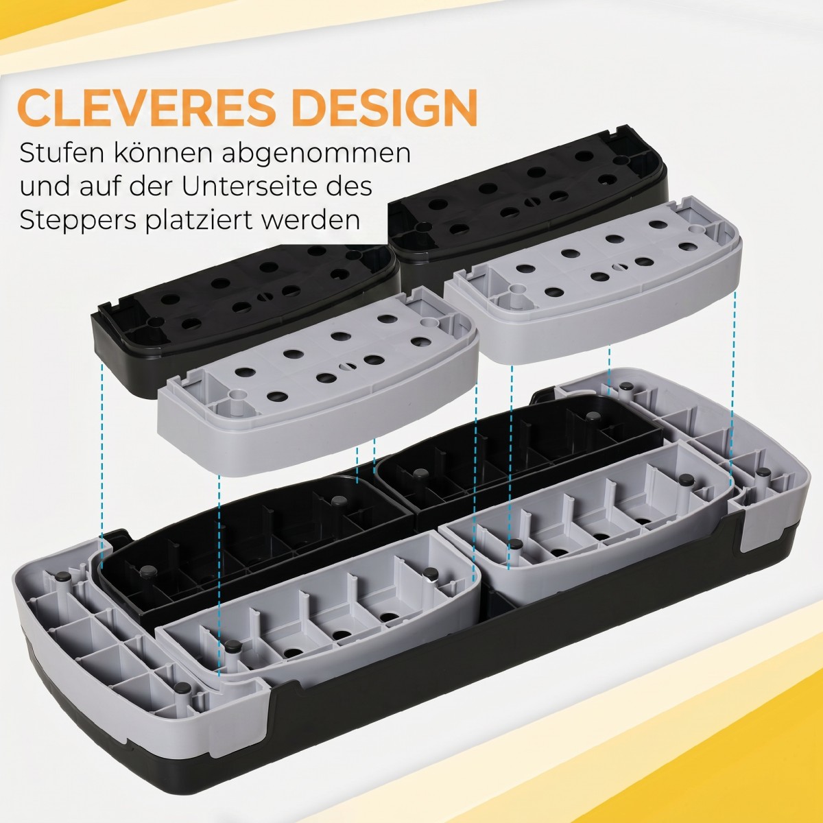 Αερόβιο stepper 3 σταδίων ρυθμιζόμενο ύψος 80 x 31 x 20 cm μαύρο + γκρι