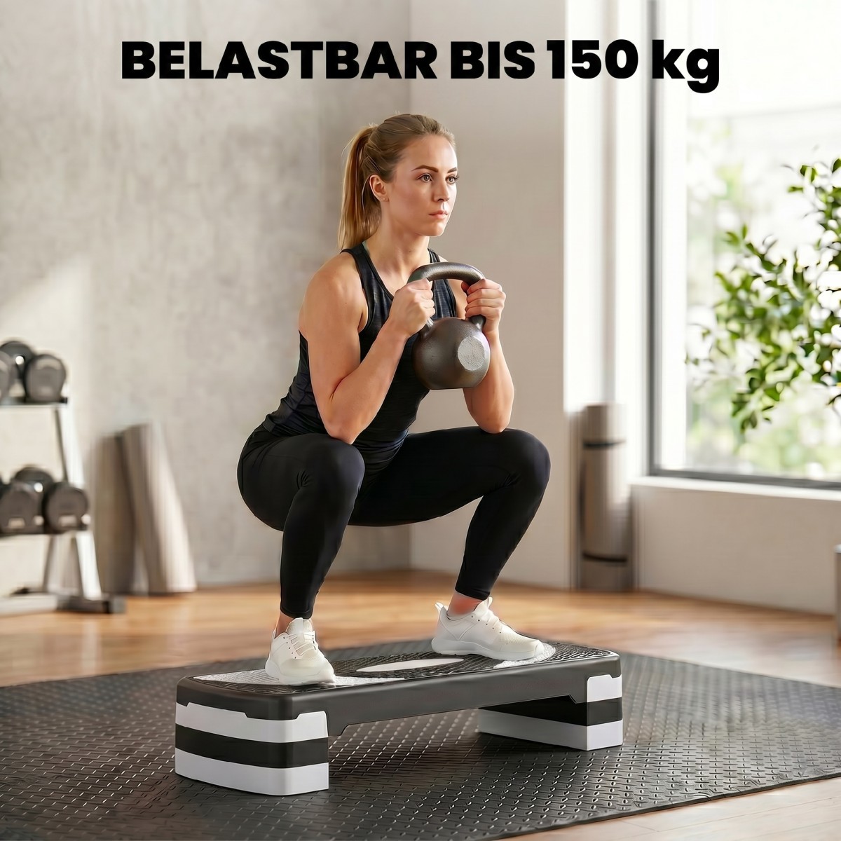 Αερόβιο stepper 3 σταδίων ρυθμιζόμενο ύψος 80 x 31 x 20 cm μαύρο + γκρι