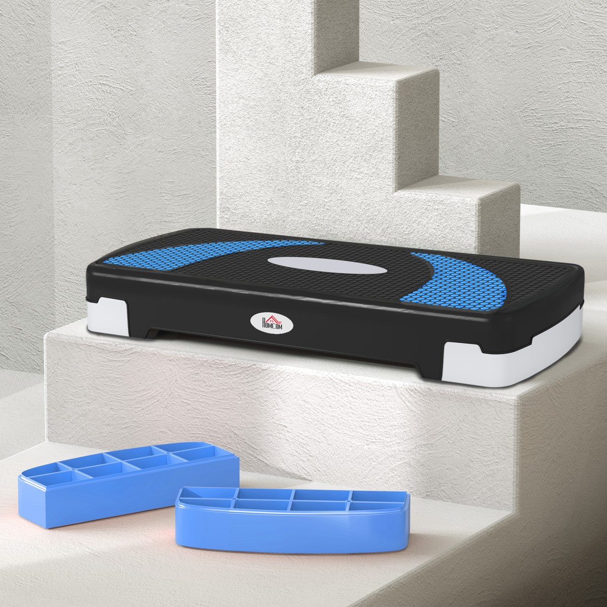 Αερόβιο stepper 3 σταδίων ρυθμιζόμενο ύψος 80 x 31 x 20 cm μαύρο + γαλάζιο + γκρι