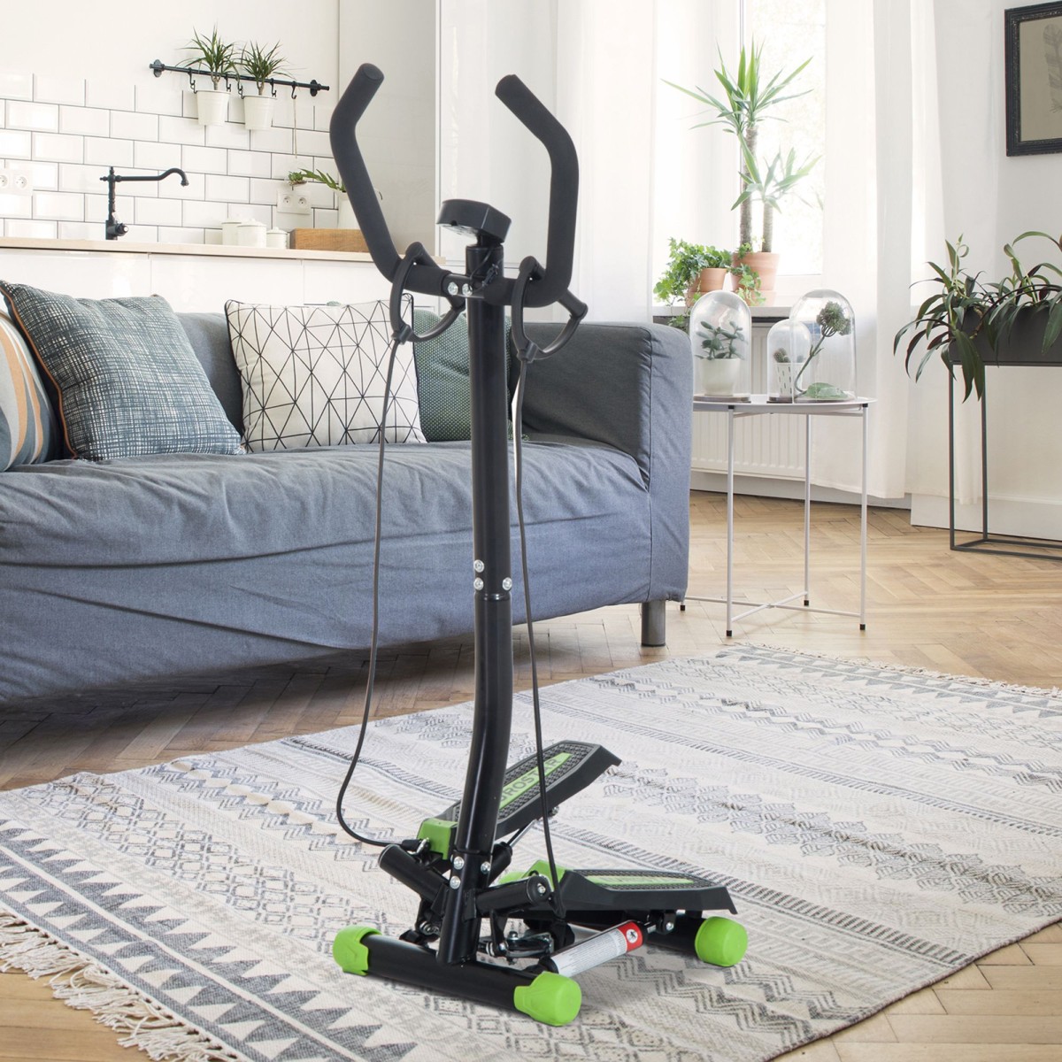 Stepper Sidestepper με λαβές προπόνησης ποδήλατο γυμναστικής με ατσάλινη οθόνη LCD