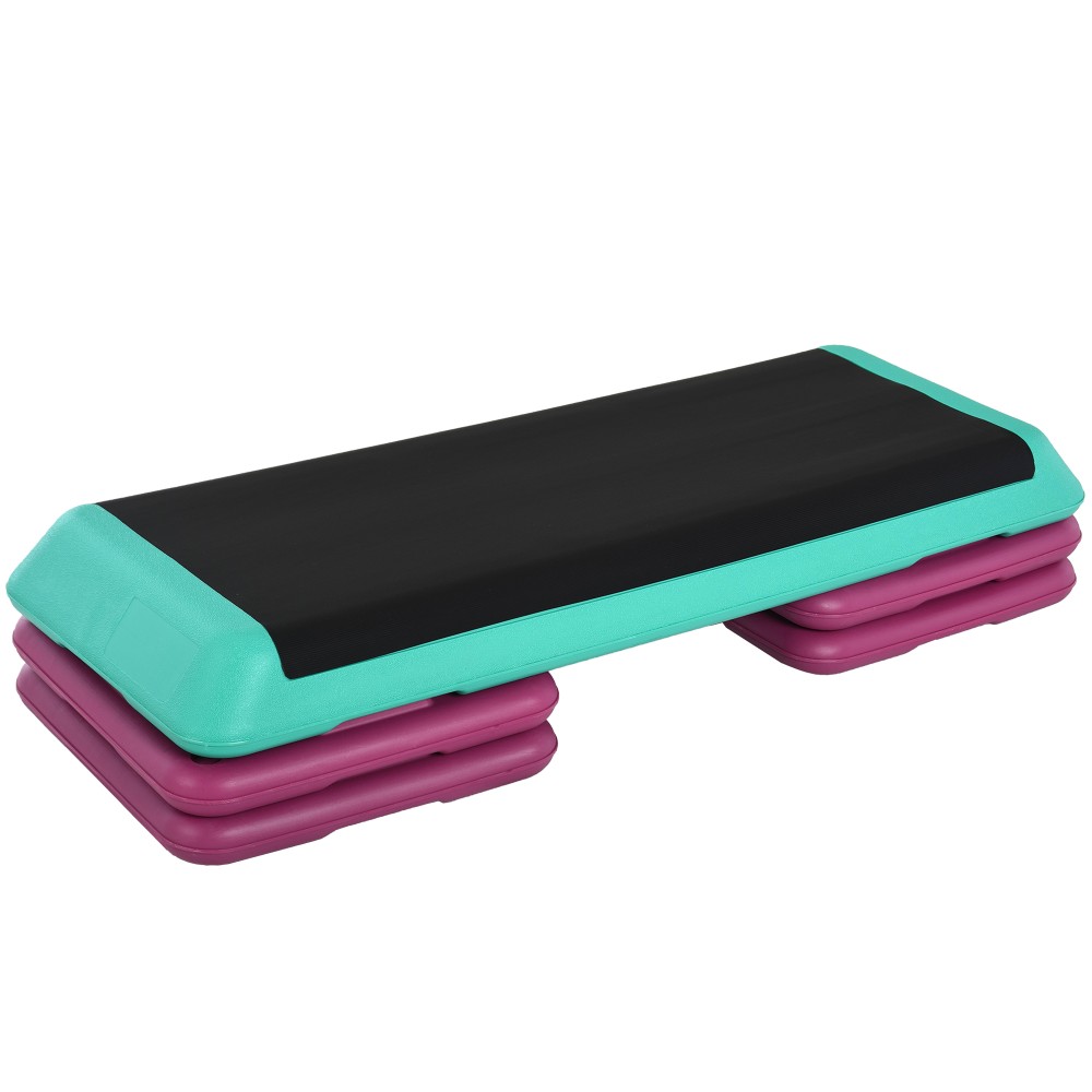 Βαλόνι ρυθμιζόμενο ύψος Fitness Stepper 3 επιπέδων (10/15/20 cm) Αντιολισθητικός πάγκος βημάτων για γυμναστήριο στο σπίτι Πλαστικό Γραφείο Μαύρο + Πράσινο + Μωβ