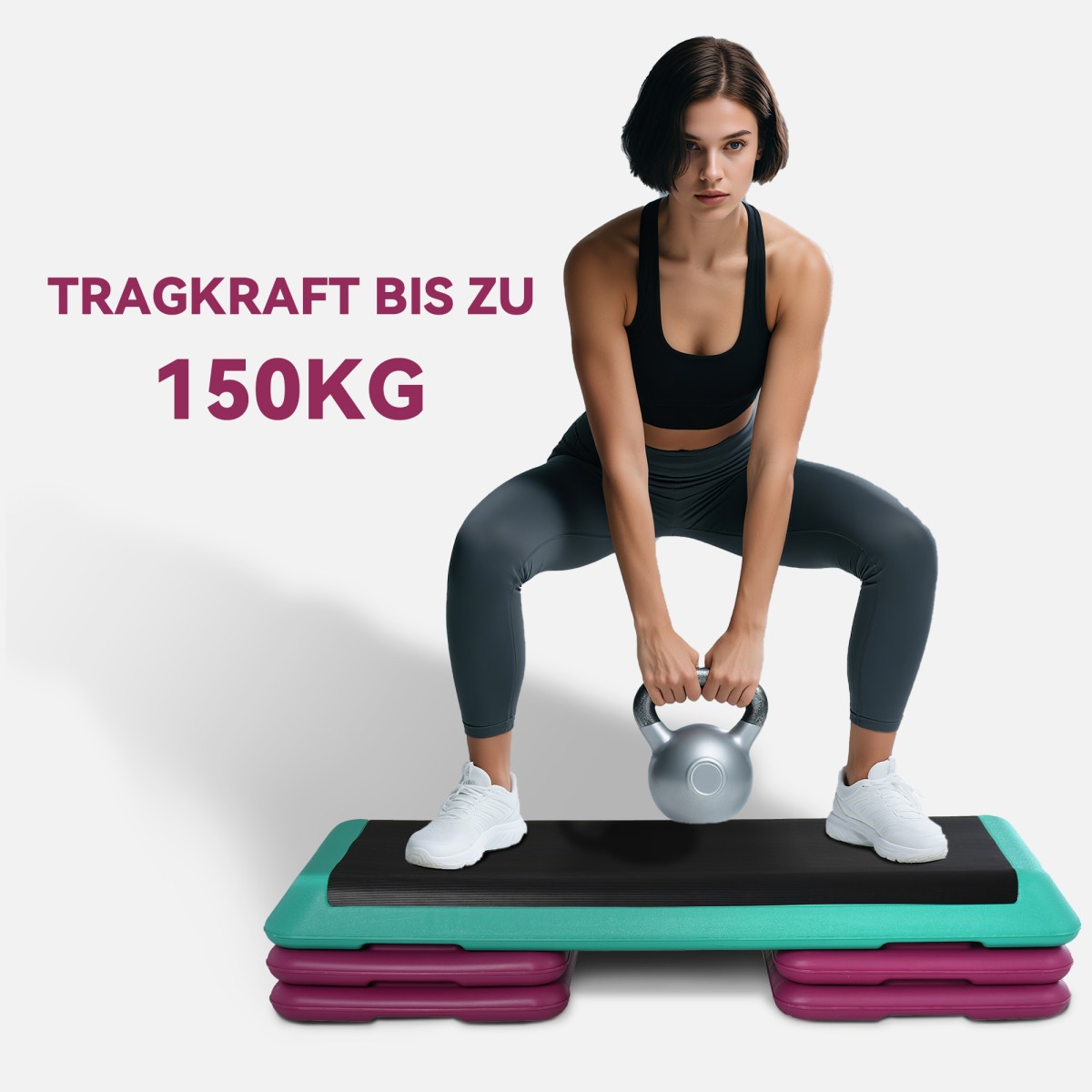 Βαλόνι ρυθμιζόμενο ύψος Fitness Stepper 3 επιπέδων (10/15/20 cm) Αντιολισθητικός πάγκος βημάτων για γυμναστήριο στο σπίτι Πλαστικό Γραφείο Μαύρο + Πράσινο + Μωβ