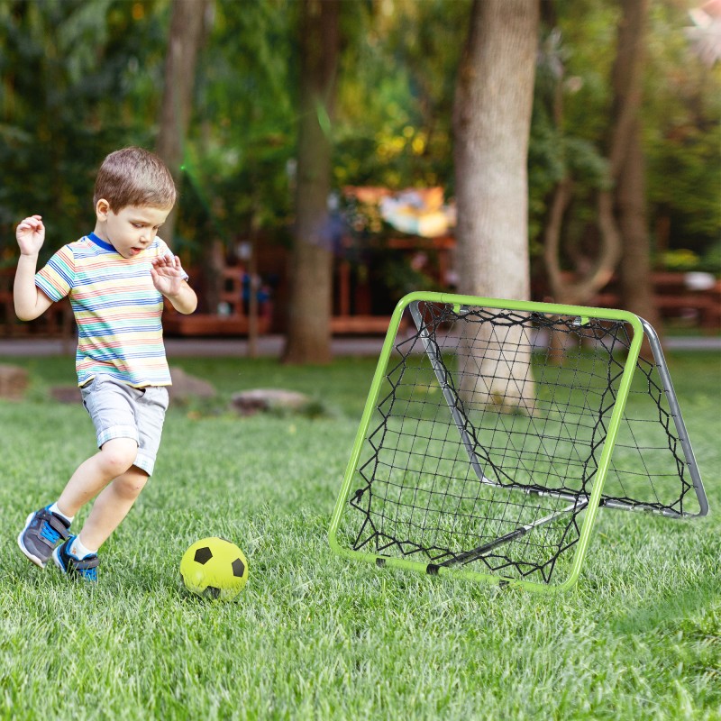 Ποδόσφαιρο Rebounder Kickback Goal Rebound Wall δίχτυ για μπάσκετ μπάσκετ διπλής όψης ριμπάουντ ρυθμιζόμενο σε 5 επίπεδα Μεταλλικό πράσινο + μαύρο 75 x 75 x 64 cm