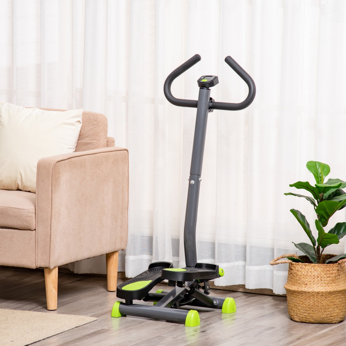 Stepper με οθόνη LCD 55 x 44 x 108 cm ατσάλι γκρι + πράσινο + μαύρο