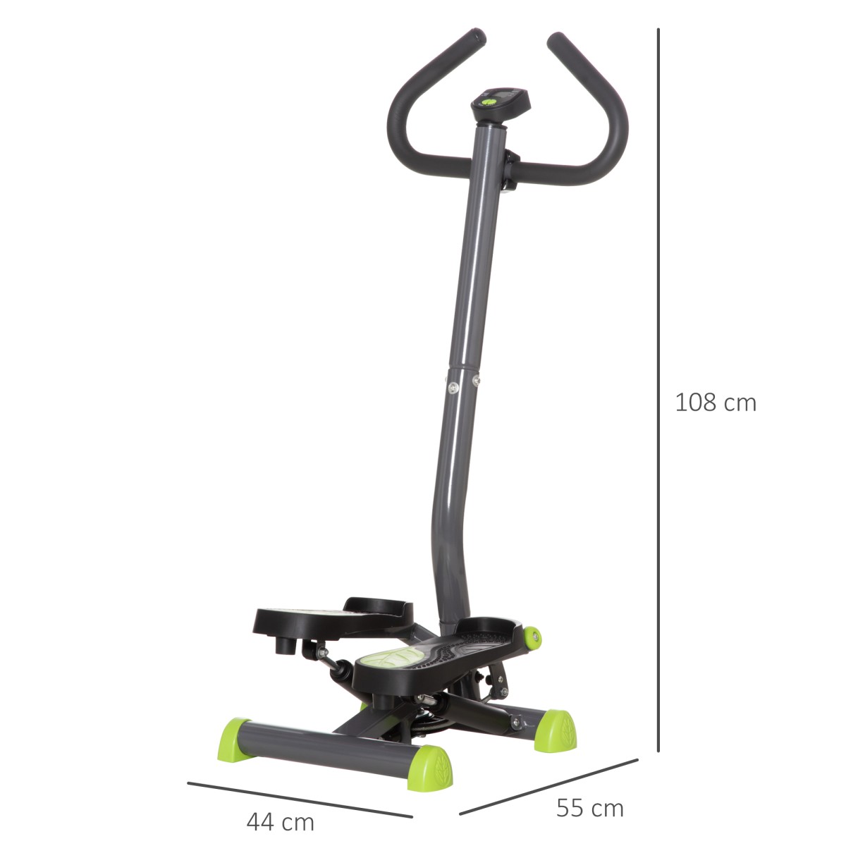 Stepper με οθόνη LCD 55 x 44 x 108 cm ατσάλι γκρι + πράσινο + μαύρο