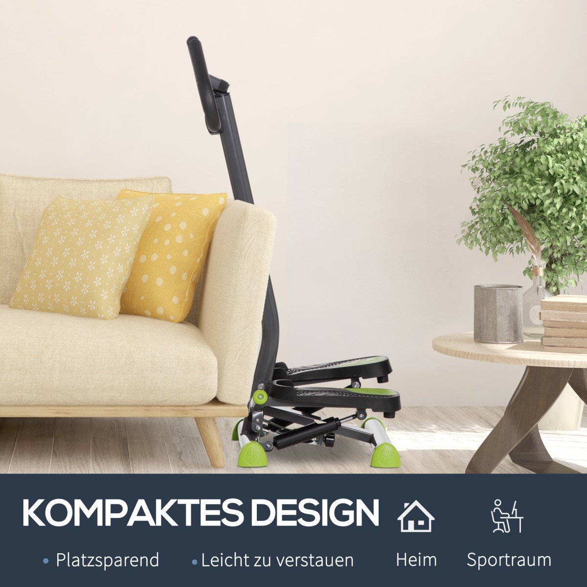 Stepper με οθόνη LCD 55 x 44 x 108 cm ατσάλι γκρι + πράσινο + μαύρο
