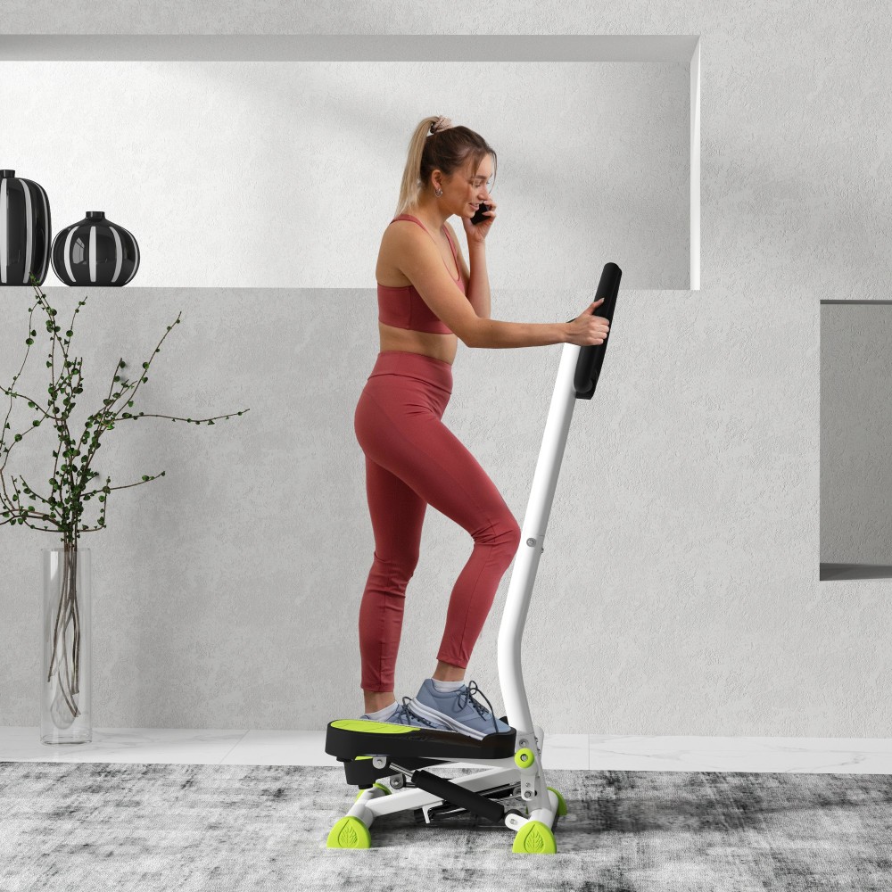 Stepper συσκευή γυμναστικής, οθόνη LCD, αντιολισθητικά πεντάλ, ατσάλι και ABS, 55x44x108 cm, πράσινο + μαύρο
