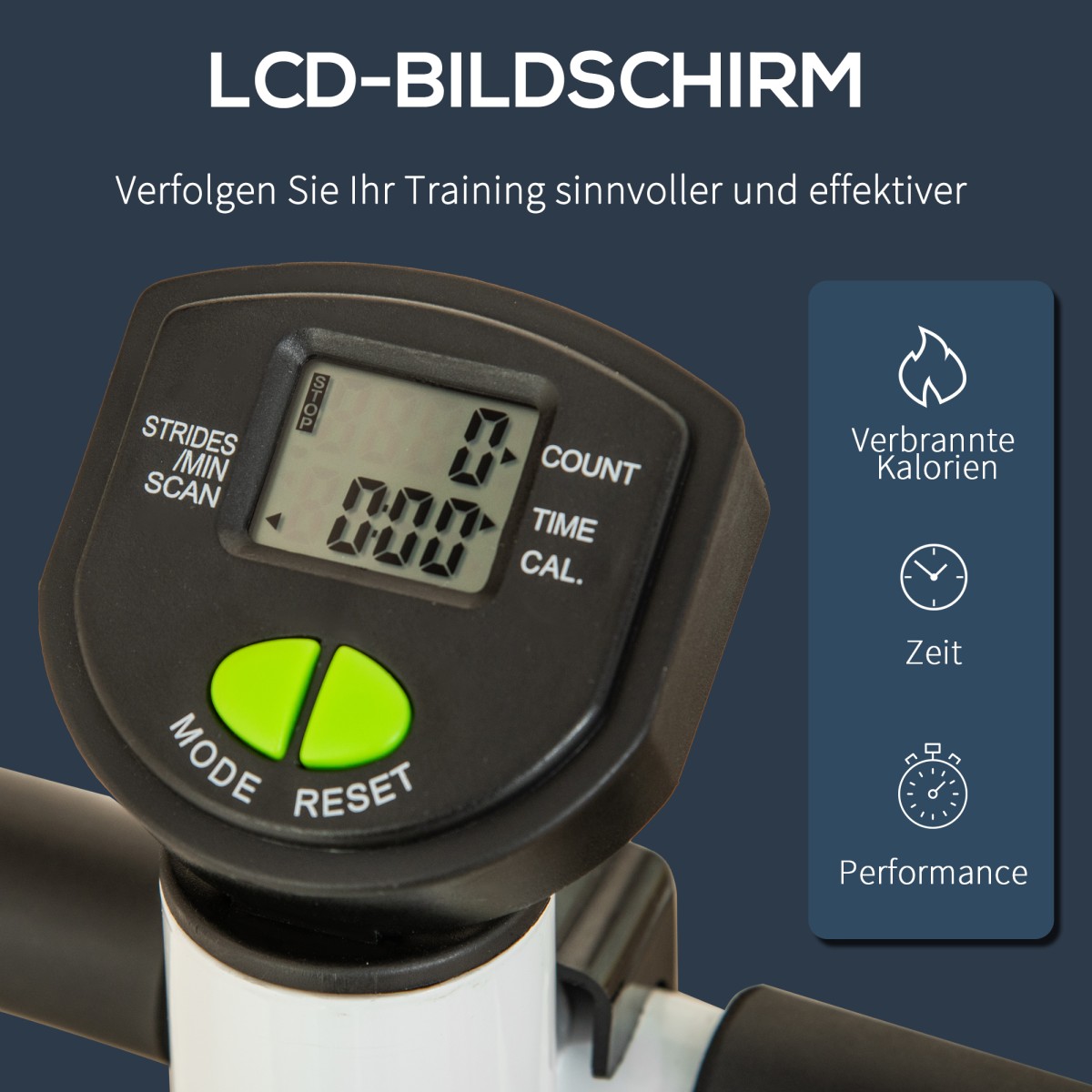 Stepper συσκευή γυμναστικής, οθόνη LCD, αντιολισθητικά πεντάλ, ατσάλι και ABS, 55x44x108 cm, πράσινο + μαύρο