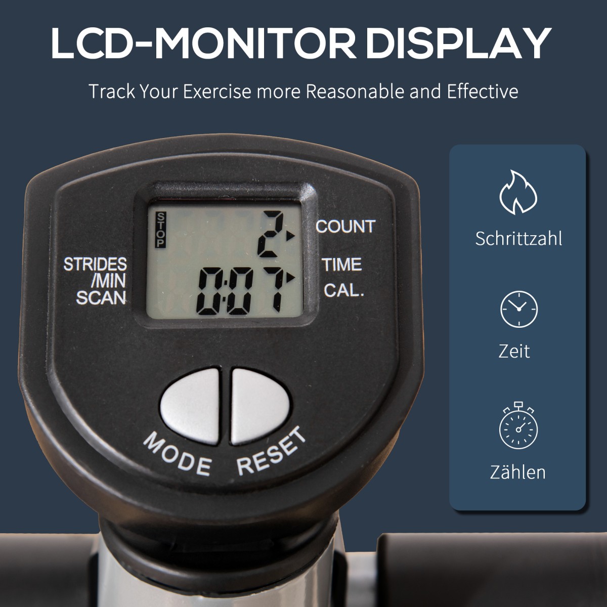 Stepper ποδήλατο γυμναστικής για το σπίτι με οθόνη LCD ρυθμιζόμενη ταχύτητα μεταλλικό ABS 55 x 53 x 118-128 cm