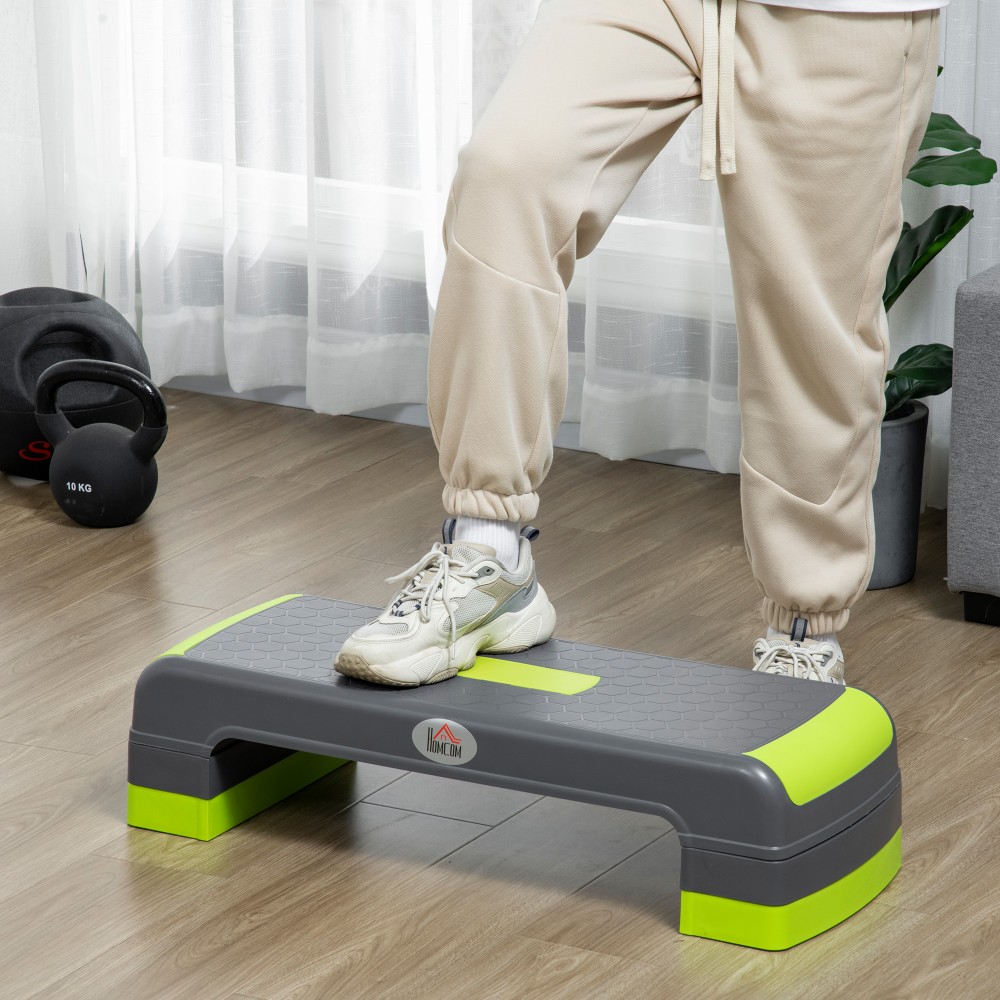 Αερόβιο stepper, ρυθμιζόμενο ύψος 3 επιπέδων, έως 150 kg, 78 x 28 x 20 cm, γκρι/πράσινο
