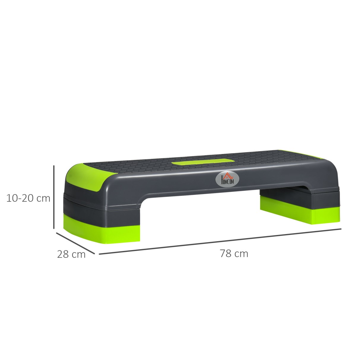 Αερόβιο stepper, ρυθμιζόμενο ύψος 3 επιπέδων, έως 150 kg, 78 x 28 x 20 cm, γκρι/πράσινο