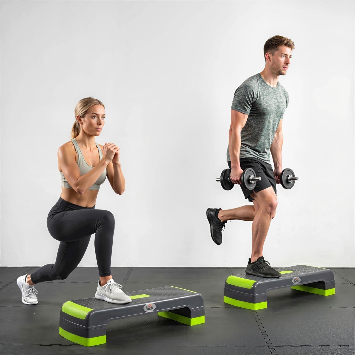 Αερόβιο stepper, ρυθμιζόμενο ύψος 3 επιπέδων, έως 150 kg, 78 x 28 x 20 cm, γκρι/πράσινο