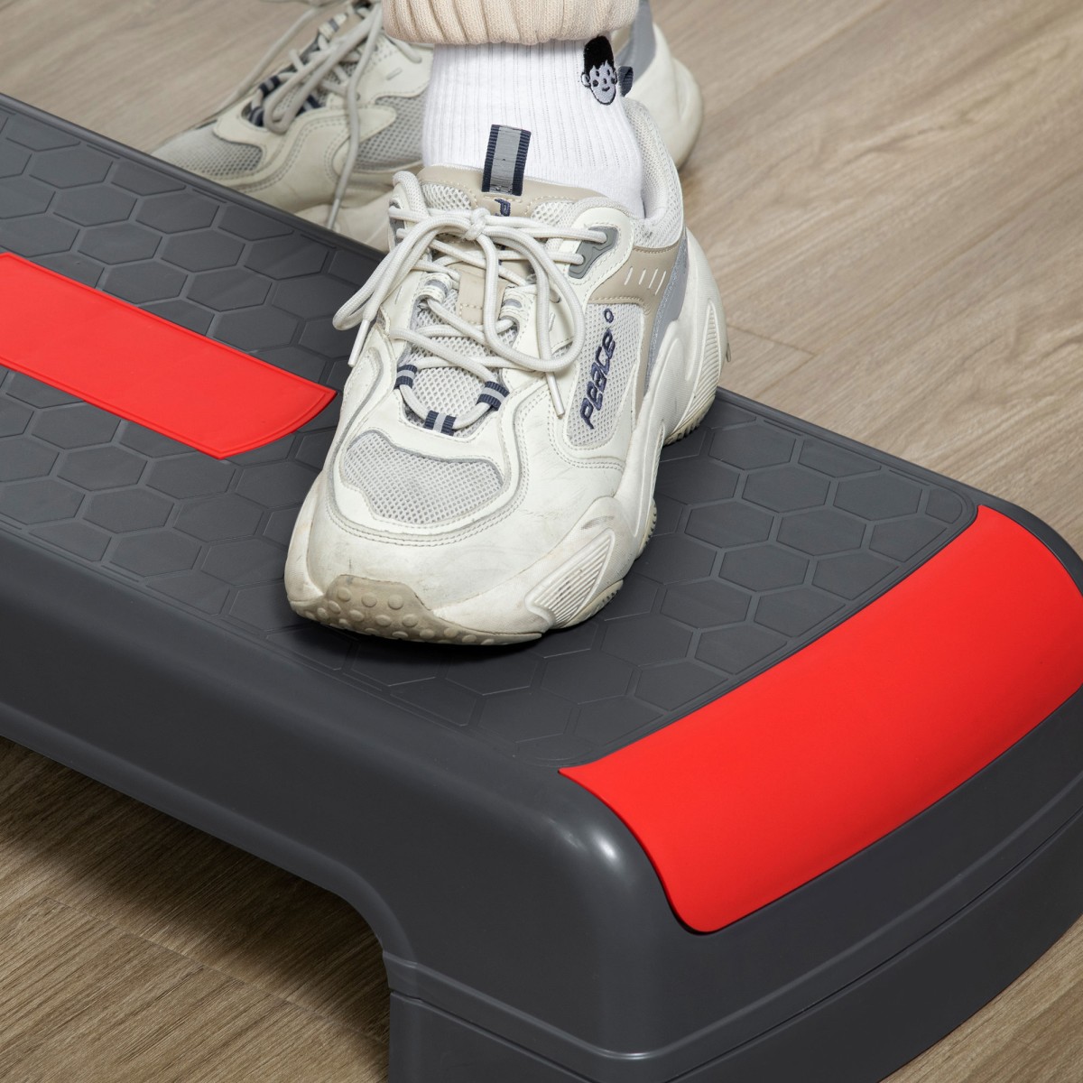 Stepper αερόβιο stepper ρυθμιζόμενο ύψος, κόκκινο + μαύρο