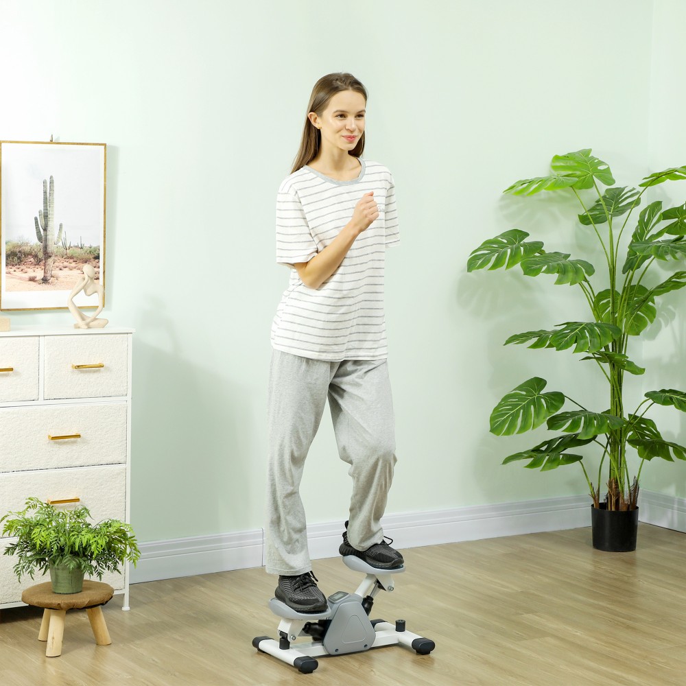 Mini Stepper Step Machine για προπονήσεις και ασκήσεις φυσικής κατάστασης με οθόνη LCD και αντιολισθητικά πετάλια γκρι